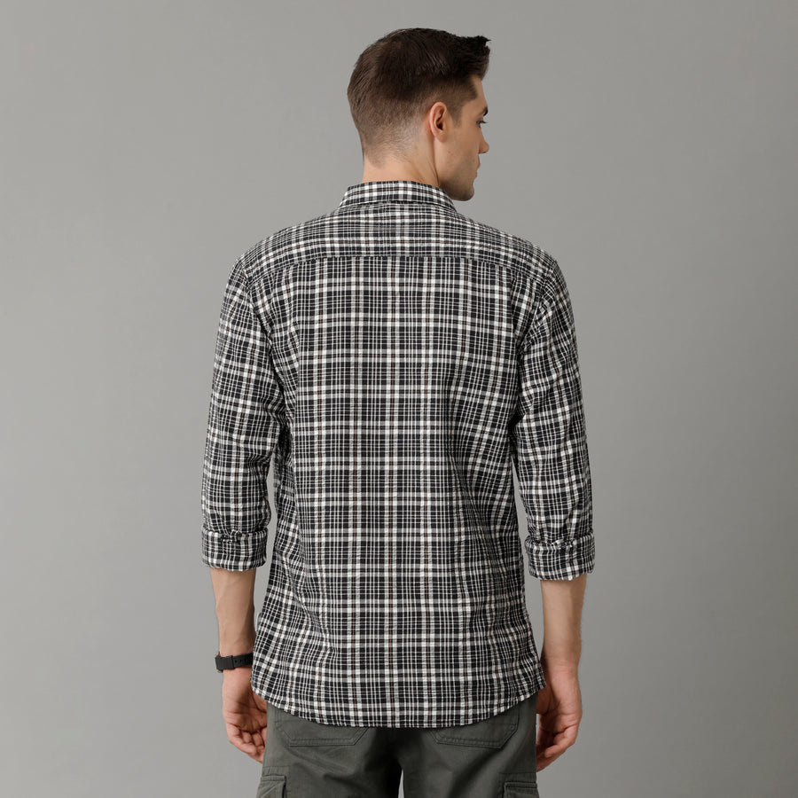 Men Slim Fit Checked Pure Cotton Casual Shirt