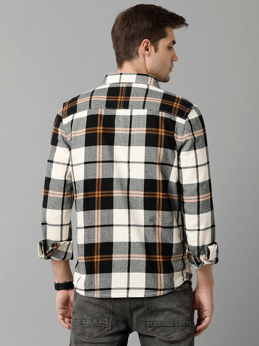 White Black Checks Regular Fit Shacket