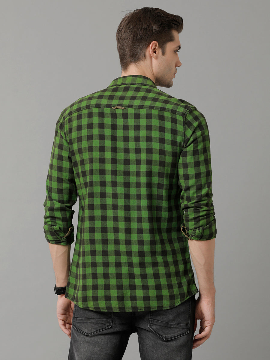 Gingham Checked Spread Collar Pure Cotton Casual Shirt