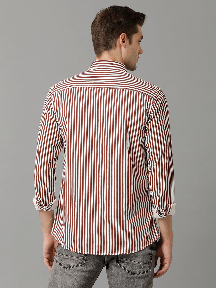 Slim Fit Vertical Stripes Pure Cotton Casual Shirt