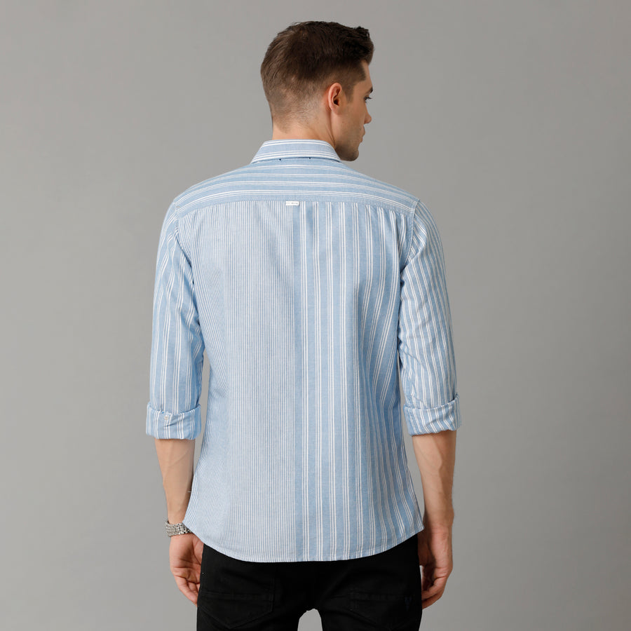 Blue White Stripes Slim Fit Shirt