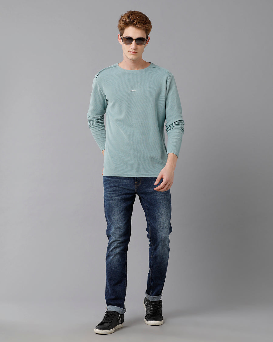 Voi Jeans Men Round Neck Raw Edge T-shirt