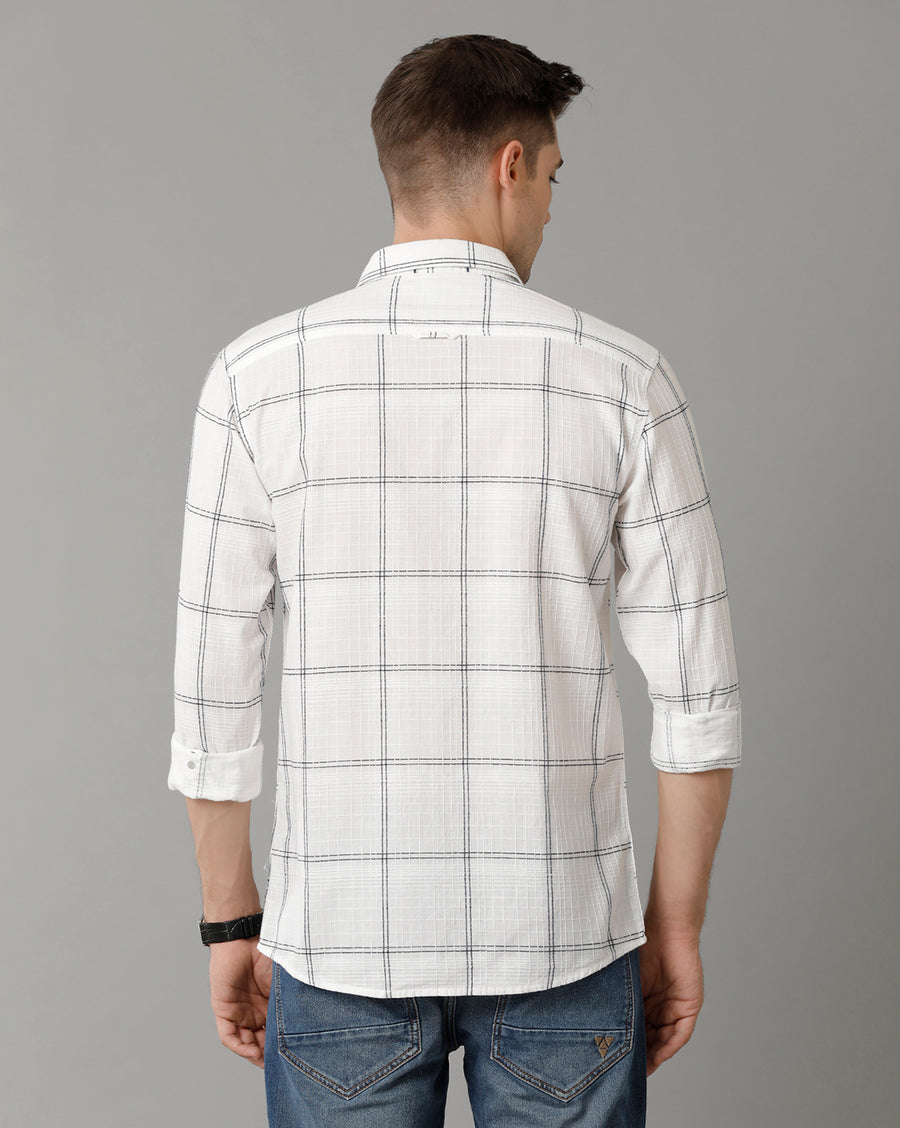 White Black Checks Full Sleeve Slim Fit Shirt