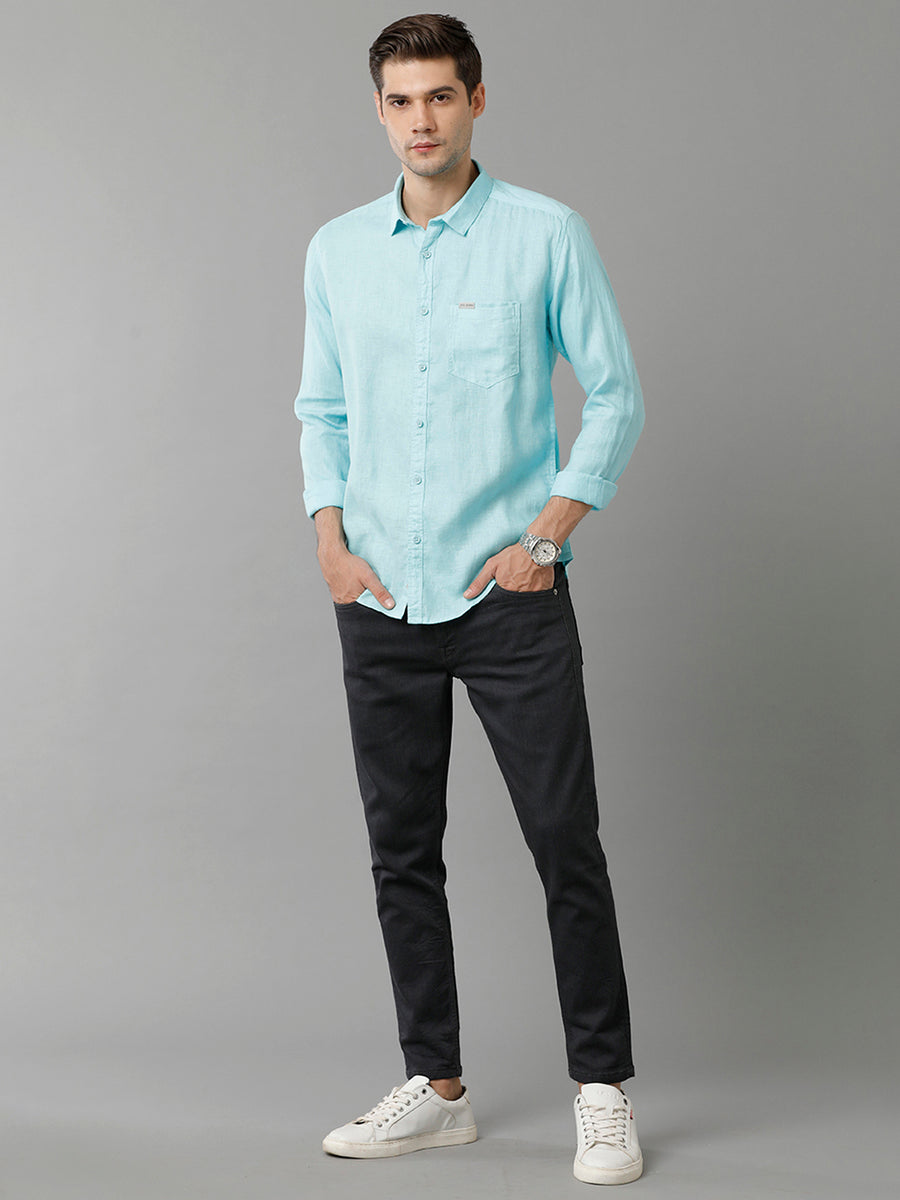Men Blue Slim Fit Opaque Casual Shirt