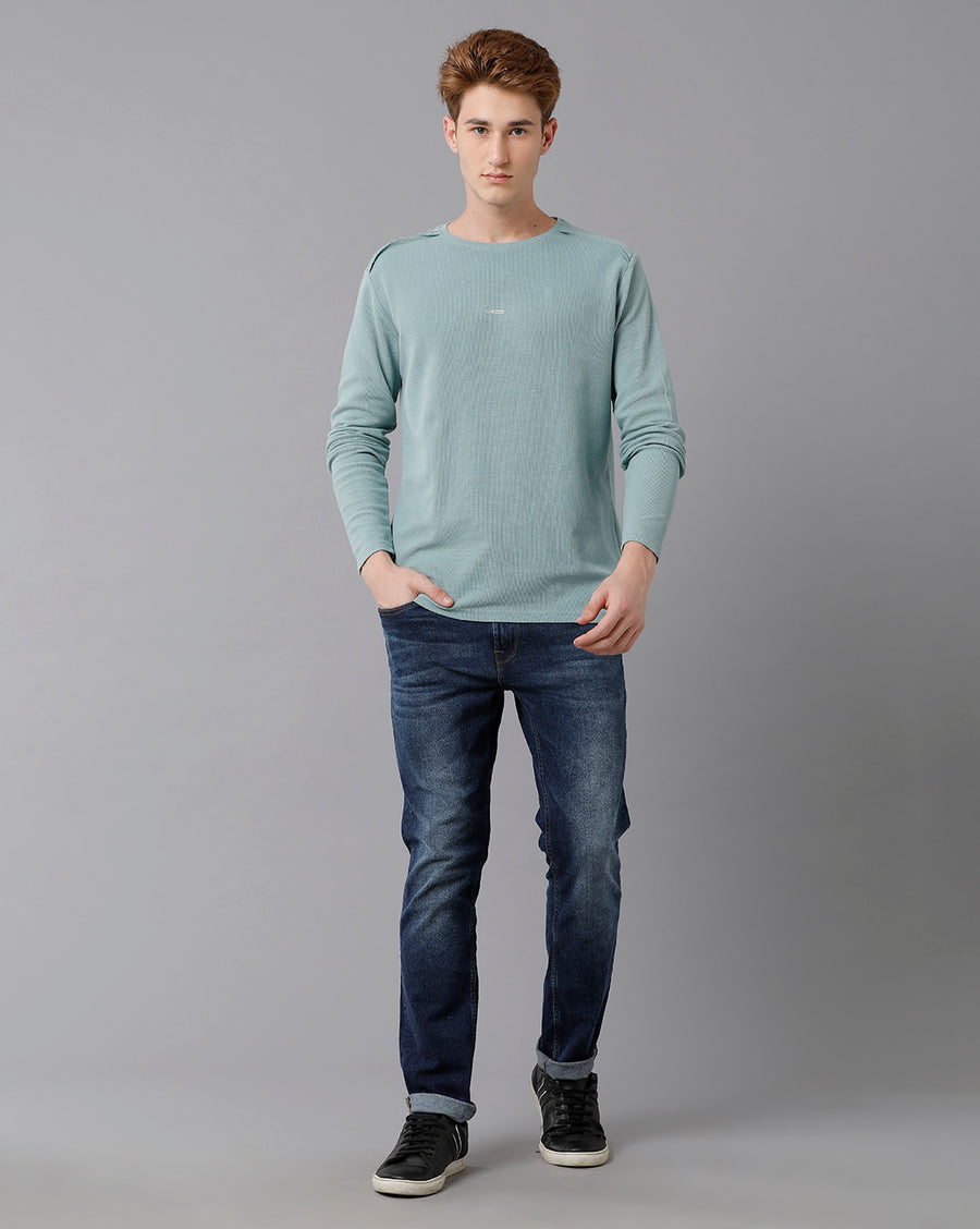 Voi Jeans Men Round Neck Raw Edge T-shirt