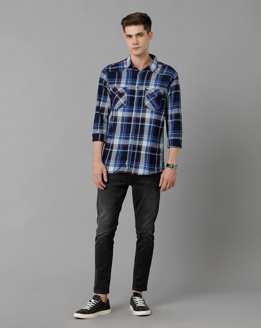 Men Checked Slim Fit Casual Shirt