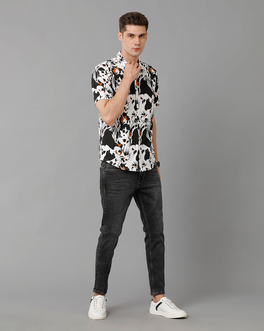 White Slim Fit Knit Shirt