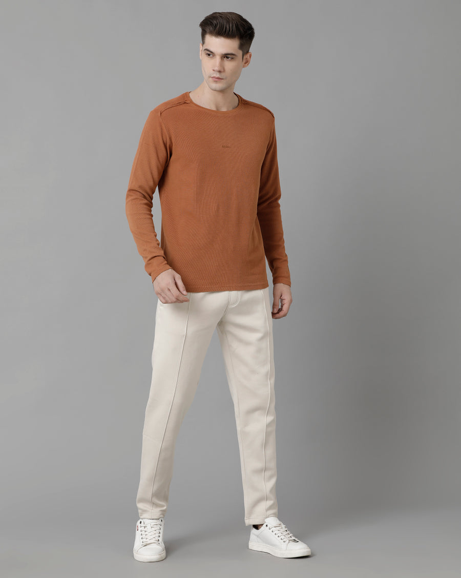 Men Solid Regular Fit Casual T-Shirt