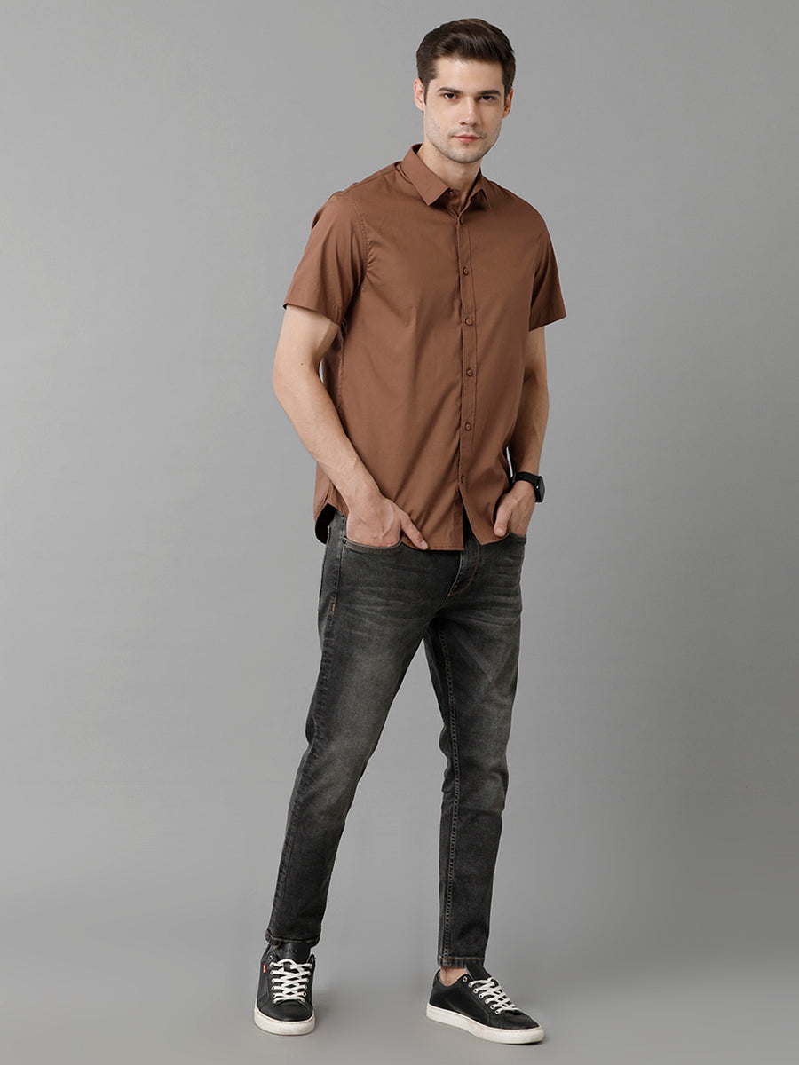 Men Brown Opaque Casual Shirt
