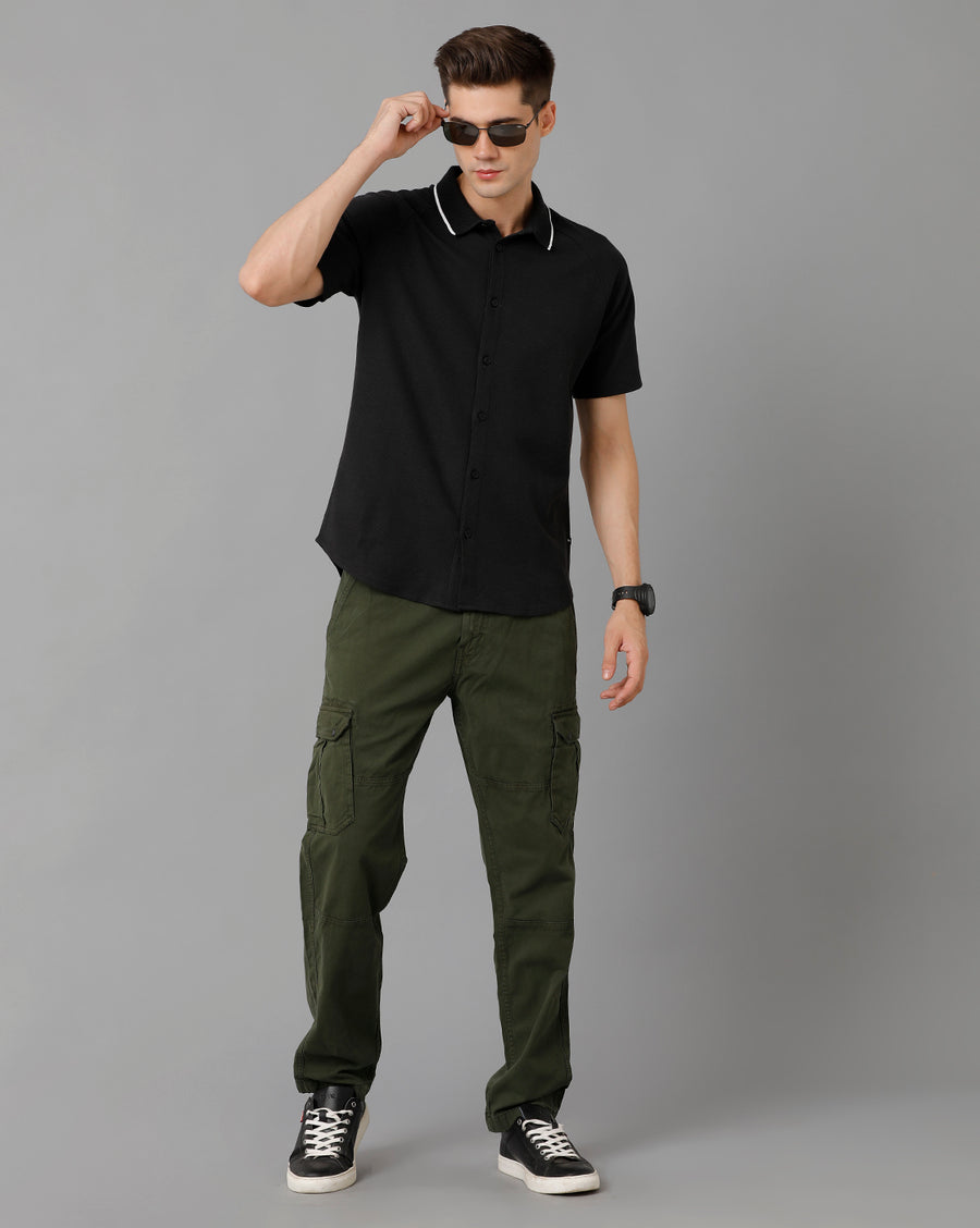 Men Solid Slim Fit Casual Knitt Shirt