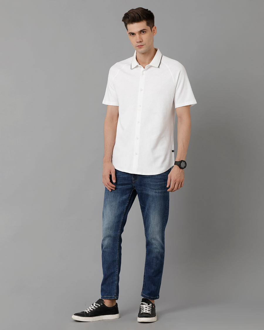 Men Solid Slim Fit Casual Knitt Shirt