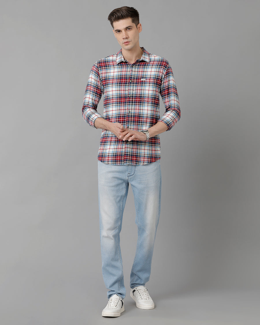 Men Checked Slim Fit Casual Shirt