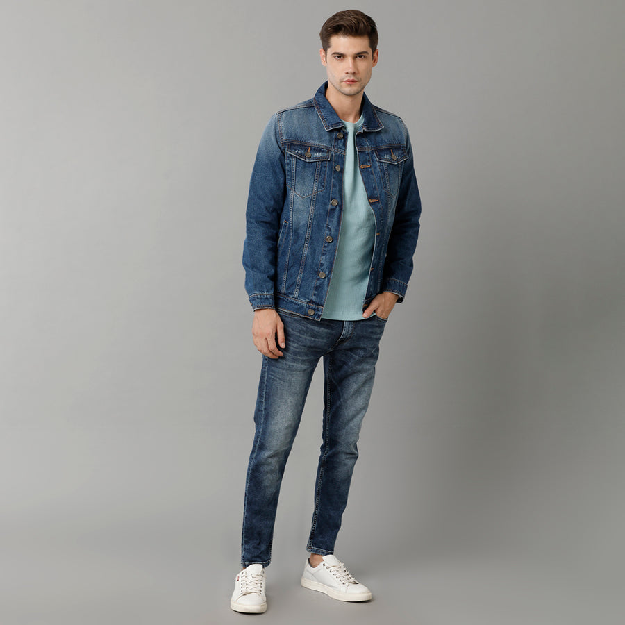 Dark Blue Regular Fit Jacket