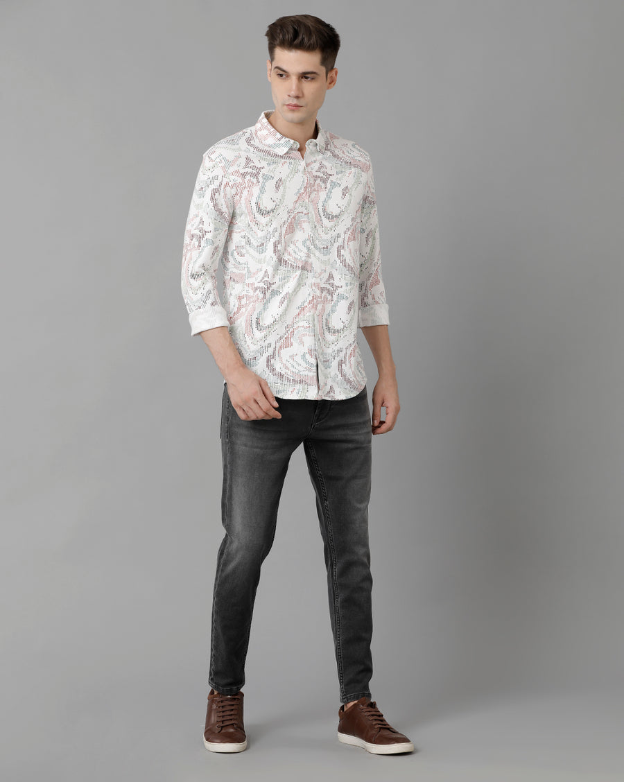Voi Jeans Men's White Slim Fit  Shirt
