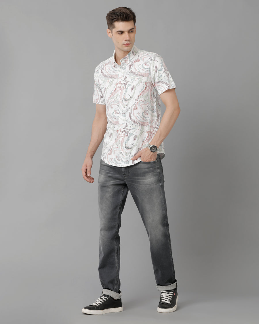 Voi Jeans Men's White Slim Fit  Shirt
