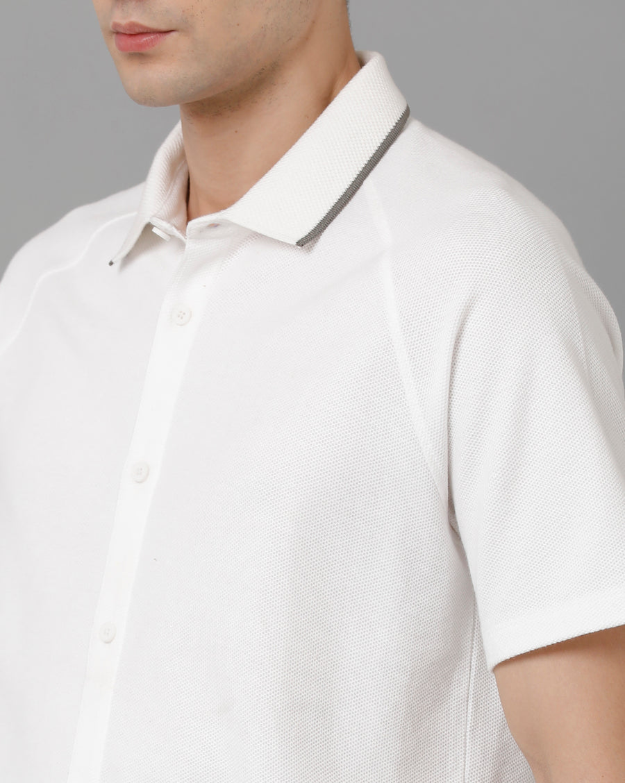 Men Solid Slim Fit Casual Knitt Shirt