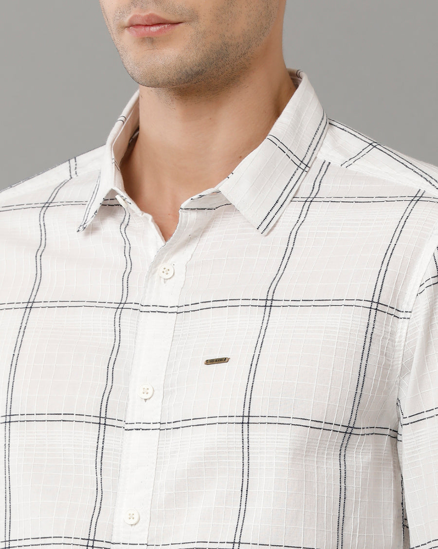 White Black Checks Full Sleeve Slim Fit Shirt