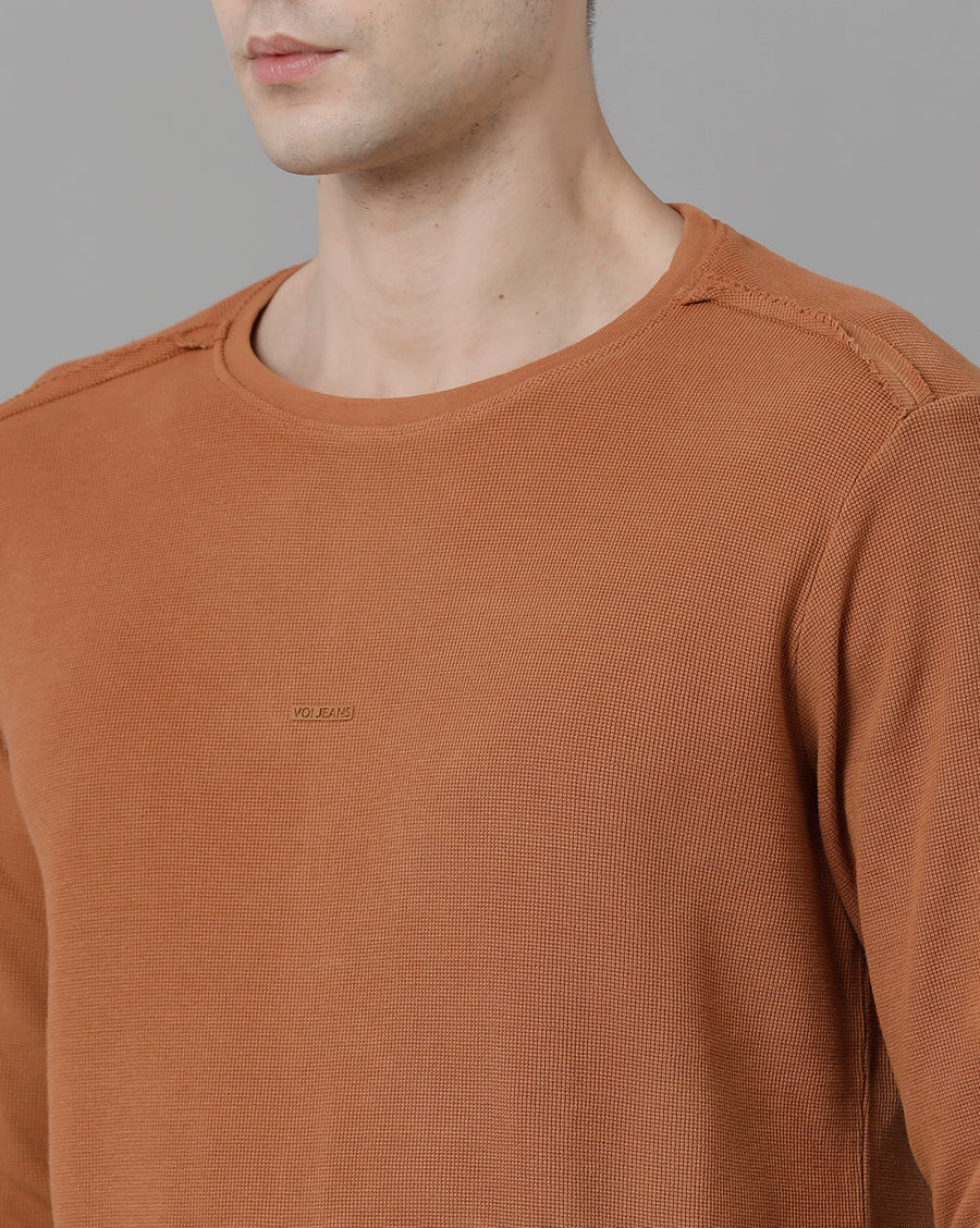 Men Solid Regular Fit Casual T-Shirt