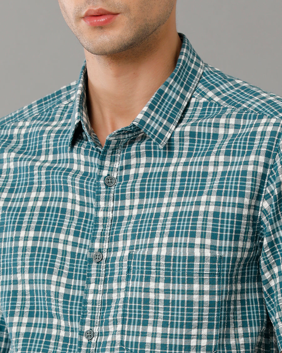 Light Green Checks Slim Fit Shirt