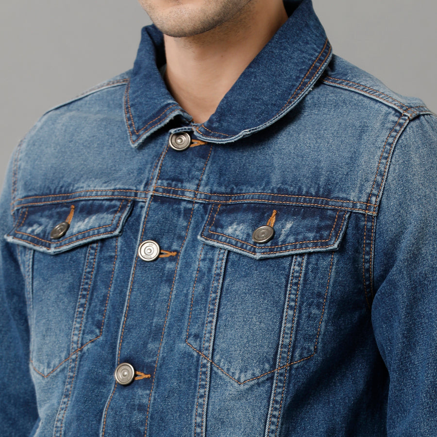 Dark Blue Regular Fit Jacket