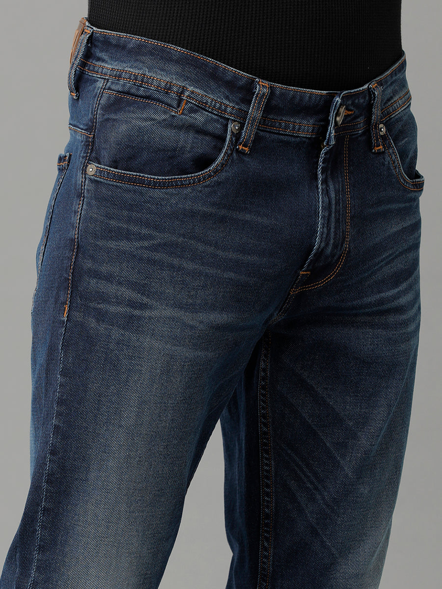 Men Slim Fit Slash Knee Light Fade Stretchable Cotton Jeans