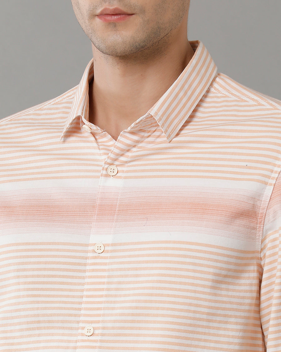 Red White Stripe Slim Fit Shirt