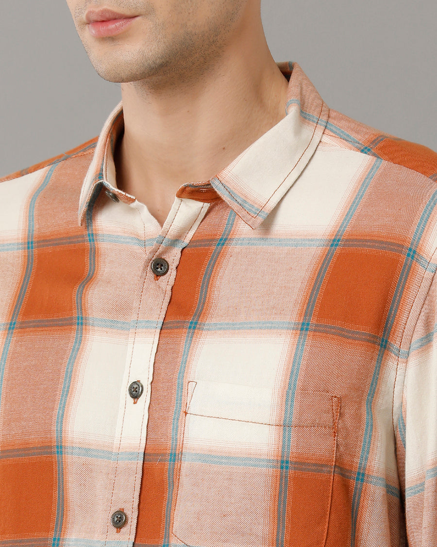 Voi Jeans Slim Fit Opaque Checked Pure Cotton Casual Shirt