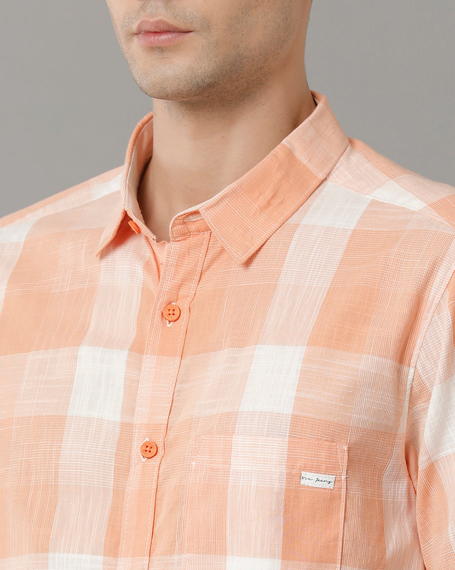 Orange Checks Slim Fit Shirts