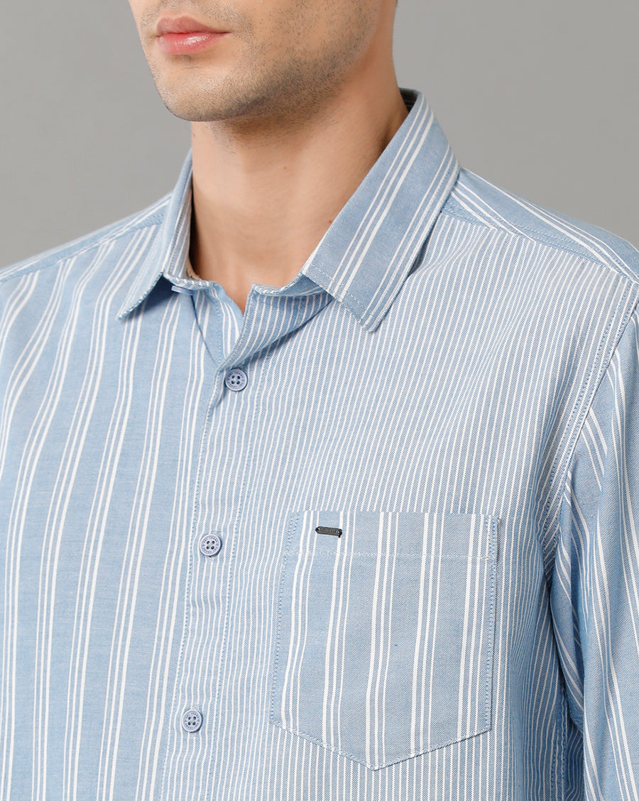Blue White Stripes Slim Fit Shirt