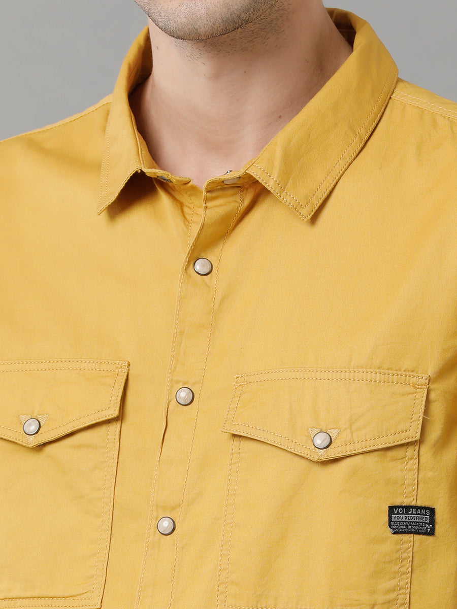 Yellow Regular Fit Shacket