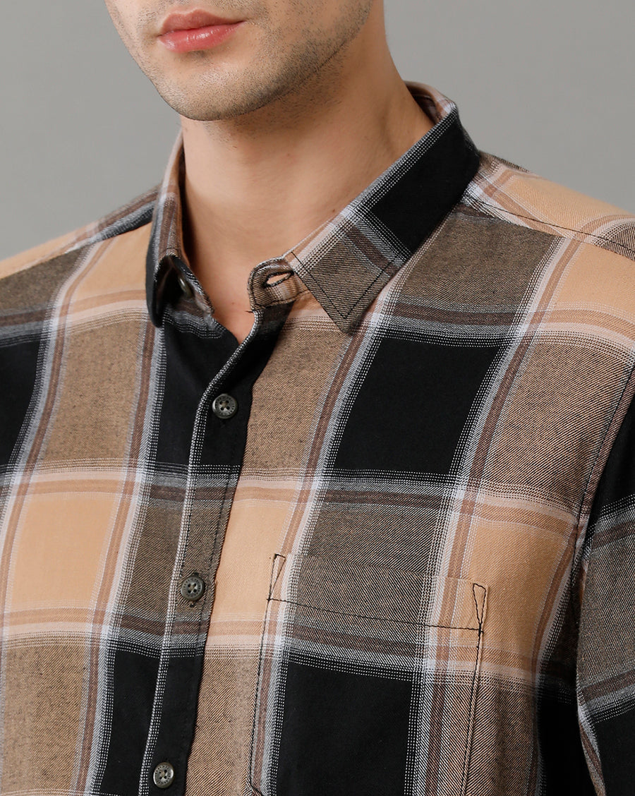Black/Brown Checks Slim Fit Shirt