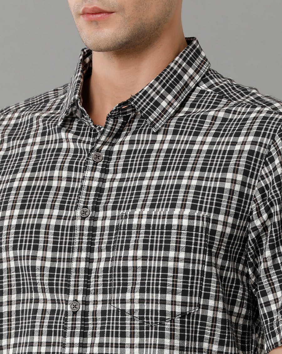 Black Regular Fit Cotton Shirt
