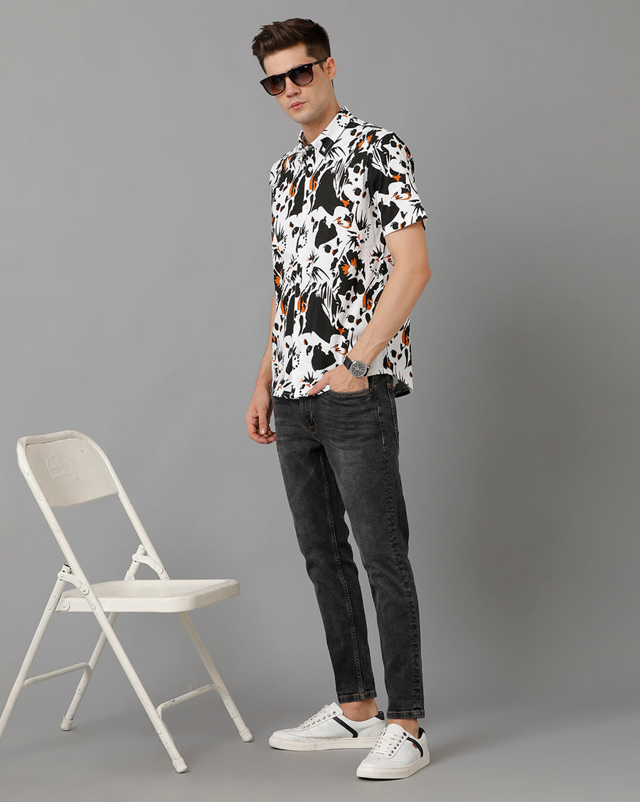 White Slim Fit Knit Shirt