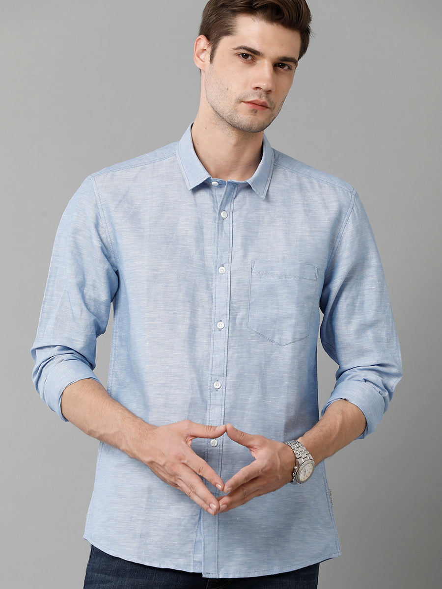 Spread Collar Slim Fit Opaque Cotton Casual Shirt