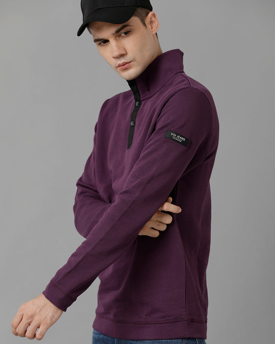 Voi Jeans Mens Regular Fit Purple Sweatshirt