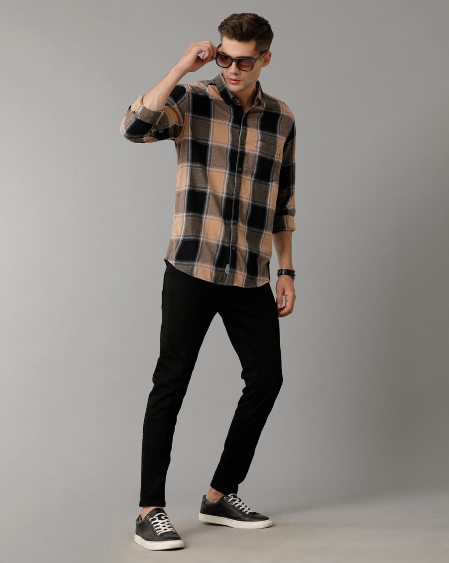 Black/Brown Checks Slim Fit Shirt