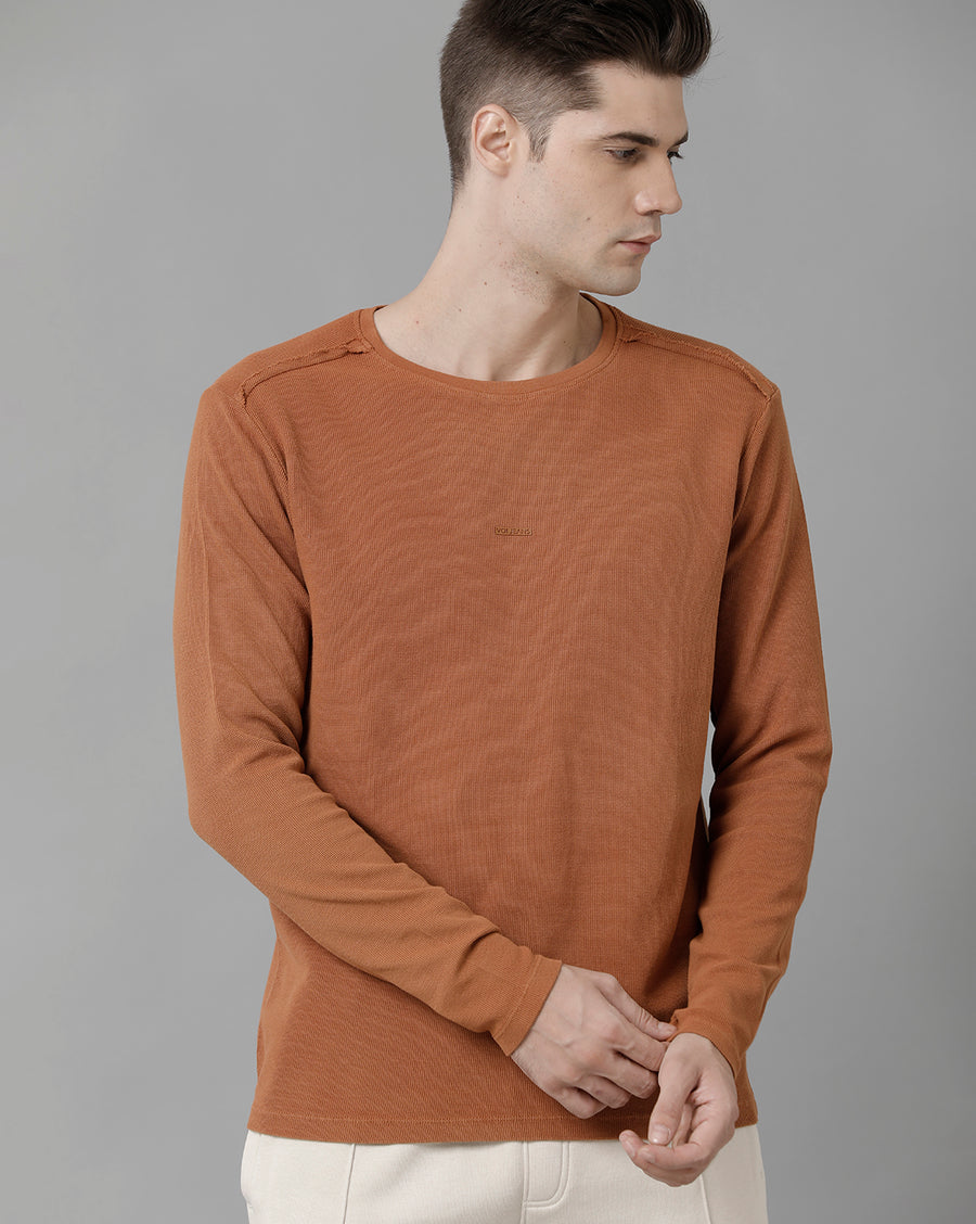 Men Solid Regular Fit Casual T-Shirt