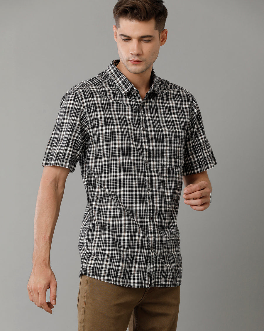 Black Regular Fit Cotton Shirt