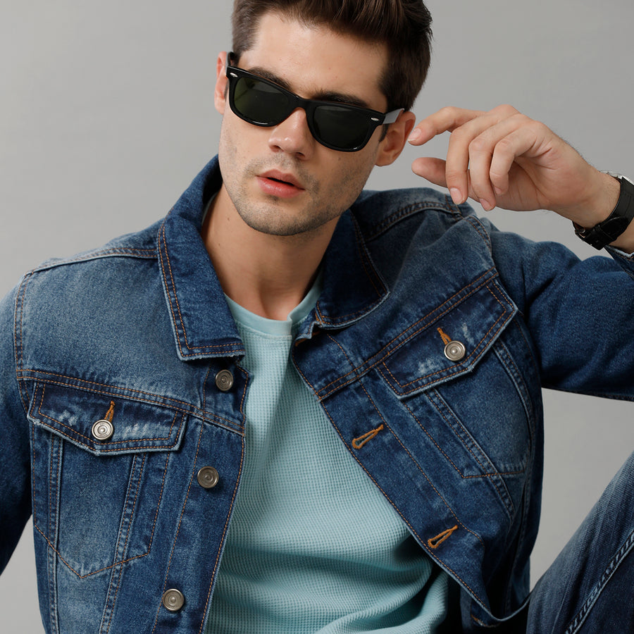 Dark Blue Regular Fit Jacket