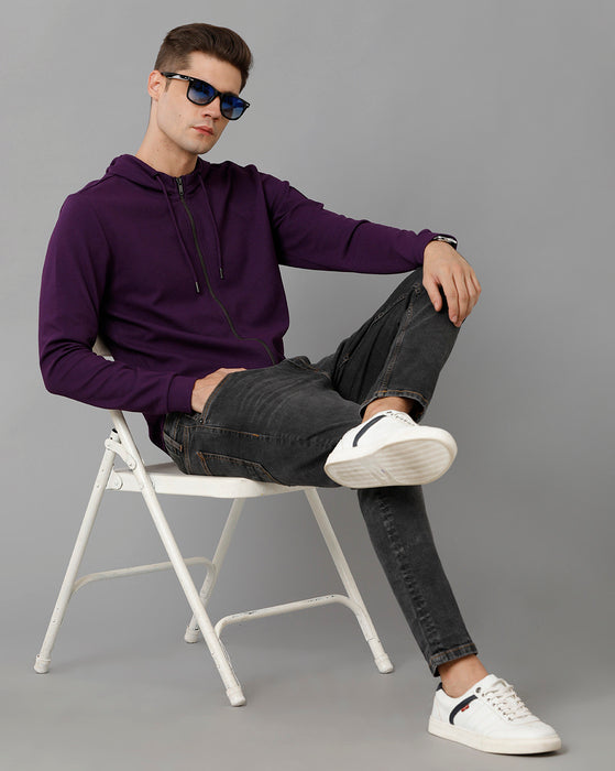 Voi Jeans Mens Regular Fit Purple Sweatshirt