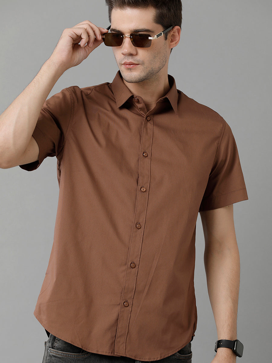 Men Brown Opaque Casual Shirt