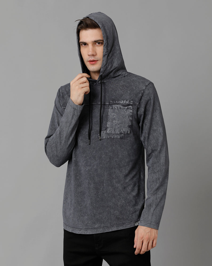 Voi Jeans Long Sleeves Hooded Cotton T-shirt