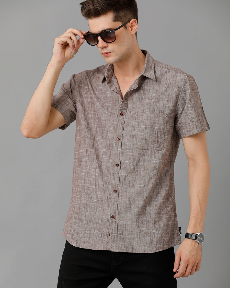 Men Solid Slim Fit Casual Shirt