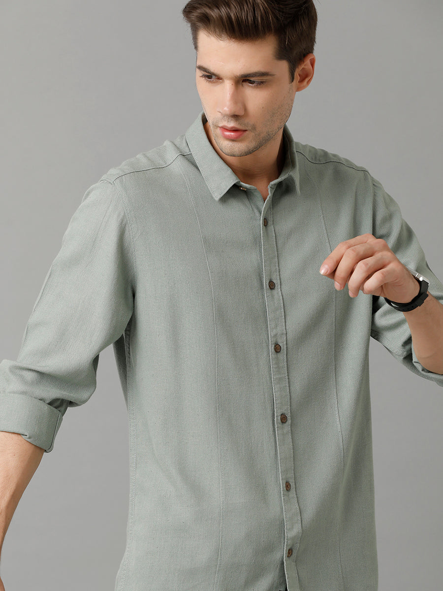 Slim Fit Spread Collar Long Sleeves Casual Shirt