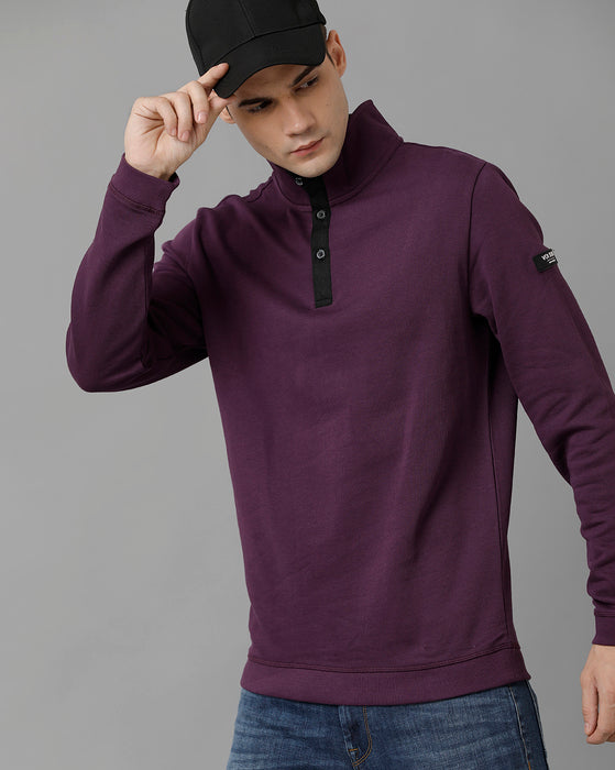 Voi Jeans Mens Regular Fit Purple Sweatshirt