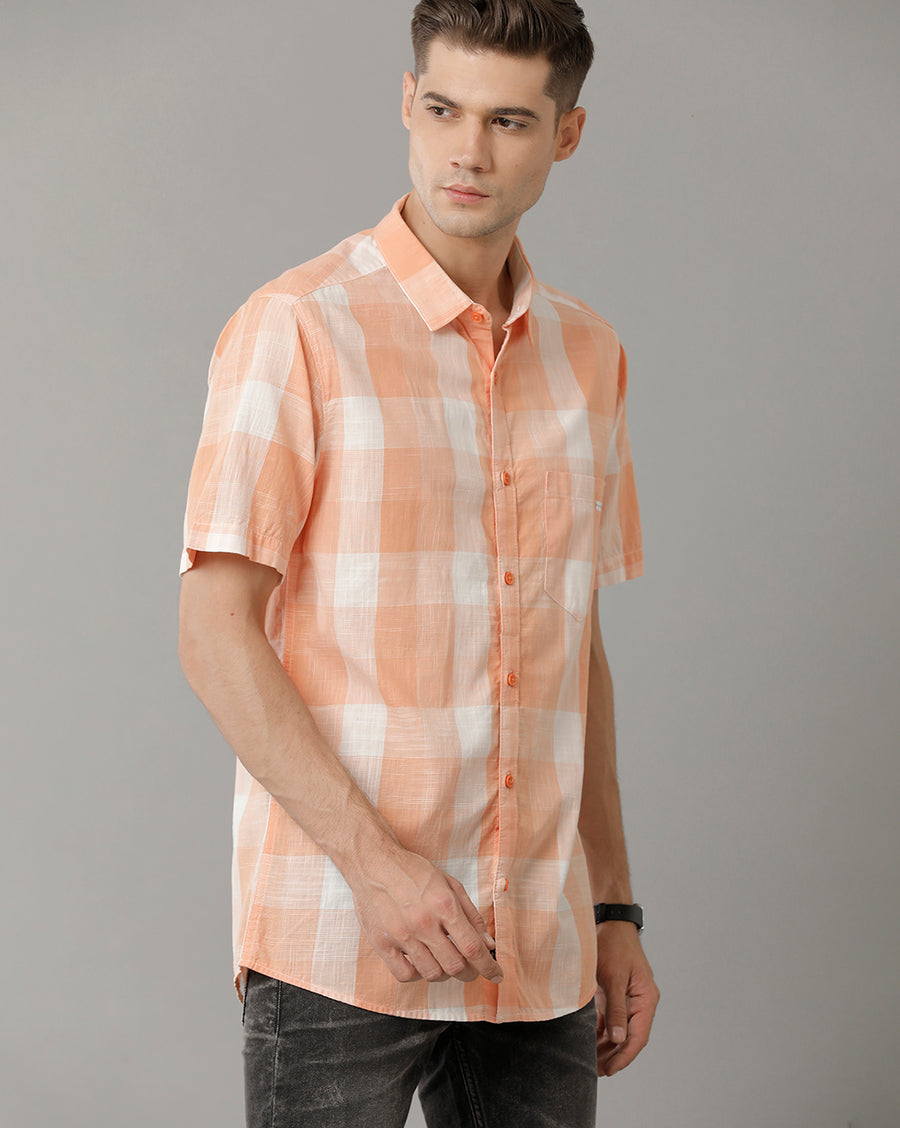 Orange Checks Slim Fit Shirts