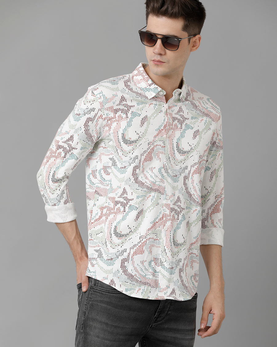 Voi Jeans Men's White Slim Fit  Shirt