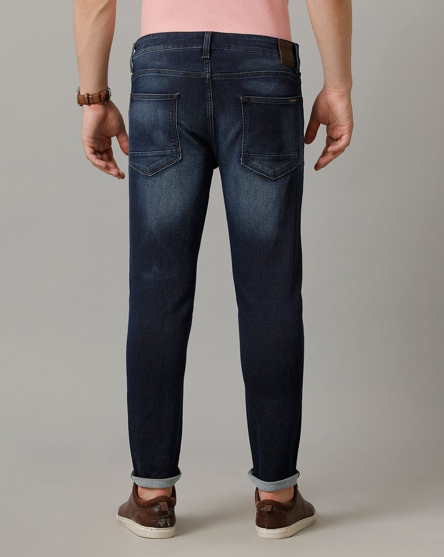 Indigo Track Cropped Skinny Cotton Poly Jeans