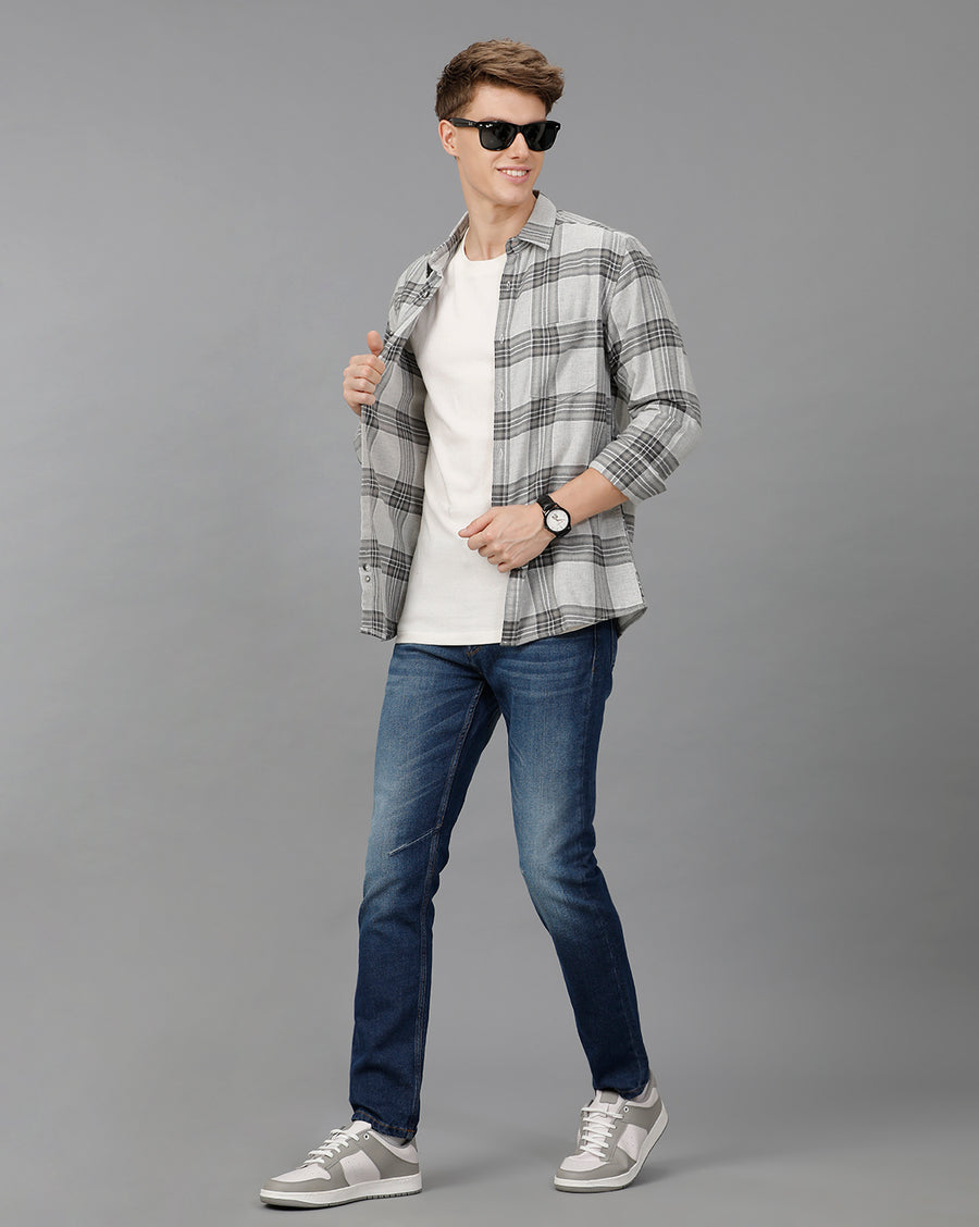 Grey Checks Slim Fit Shirt