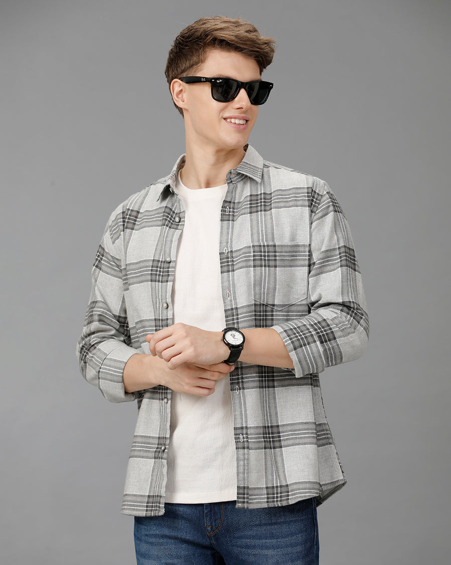 Grey Checks Slim Fit Shirt